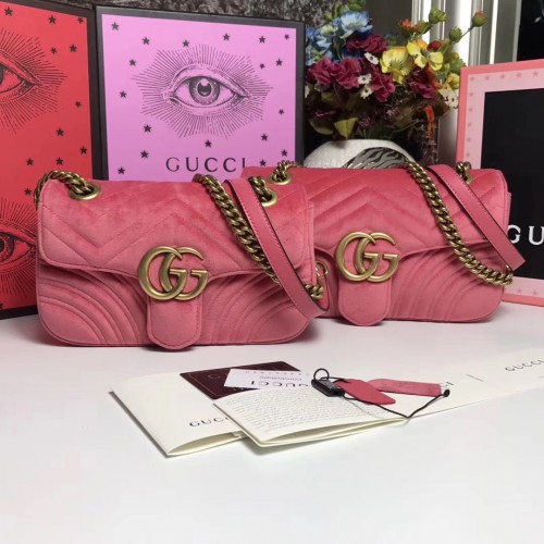 Gucci GG Marmont velvet shoulder bag pink 26cm